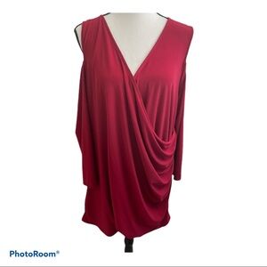 Torrid cold shoulder V-neck blouse red size4 plus size